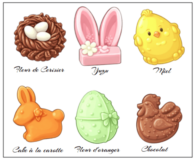 Coffret de Pâques de 6 fondants parfumés 