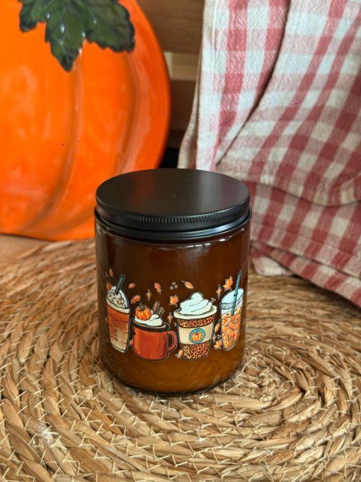 Bougie ambrée "quatuor de citrouilles" parfum au choix 