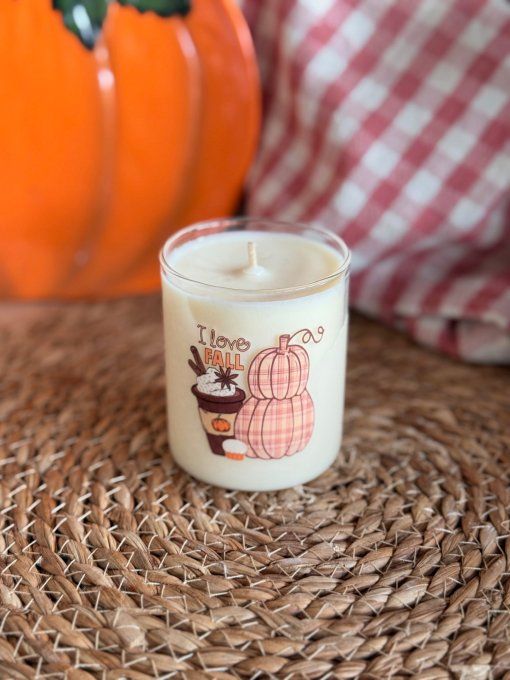 Petite bougie "I love fall" parfum Tarte à la citrouille et aux épices