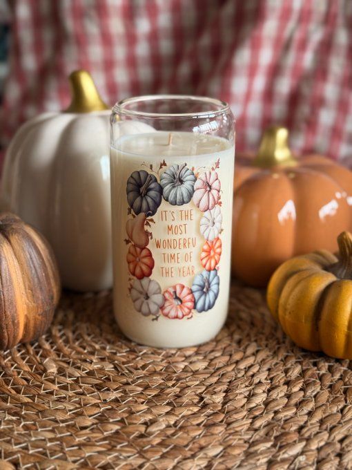 Grande bougie "cadre de citrouilles" parfum Latte Noisette