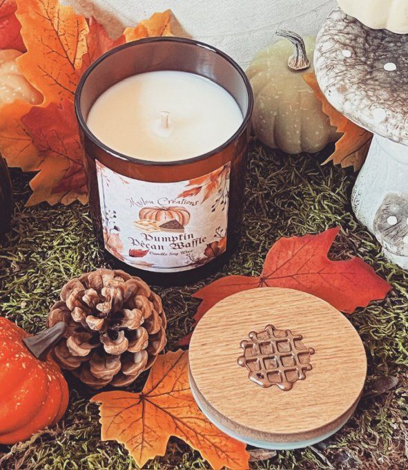 Bougie ambrée parfum Gaufre à la citrouille et aux noix de Pécan