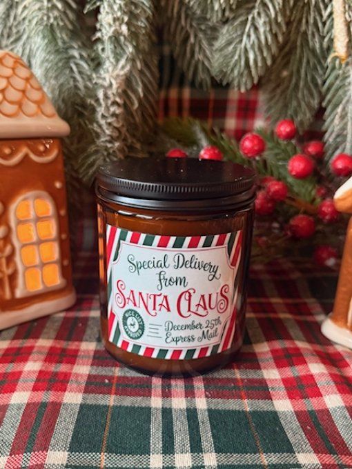 Bougie ambrée de Noel parfum Flocon de neige