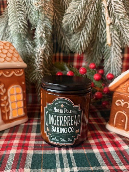 Bougie ambrée de Noel parfum roulés à la cannelle