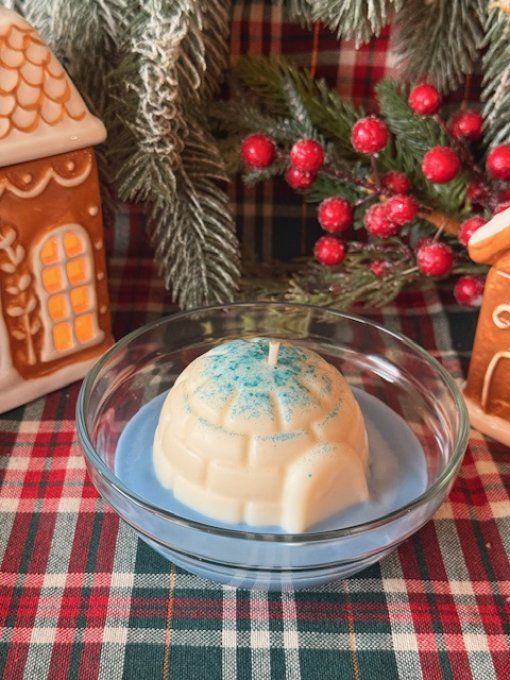 Bougie de Noel Igloo parfum Flocon de neige
