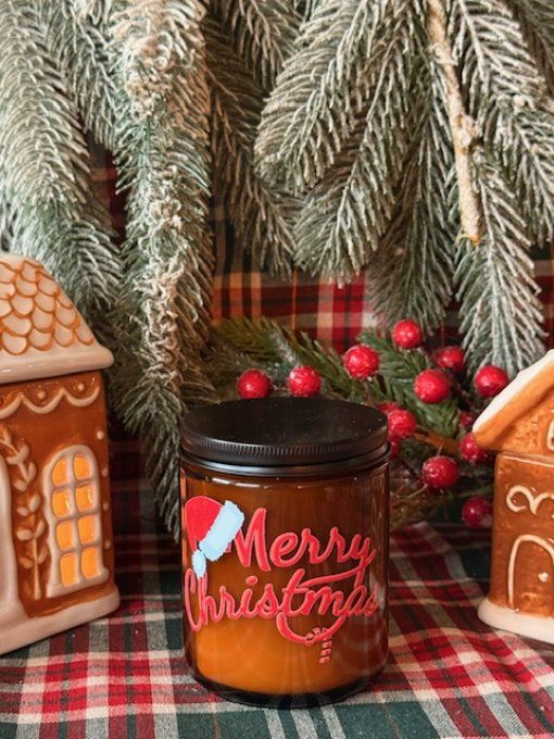 Bougie ambrée Merry Christmas parfum au choix 