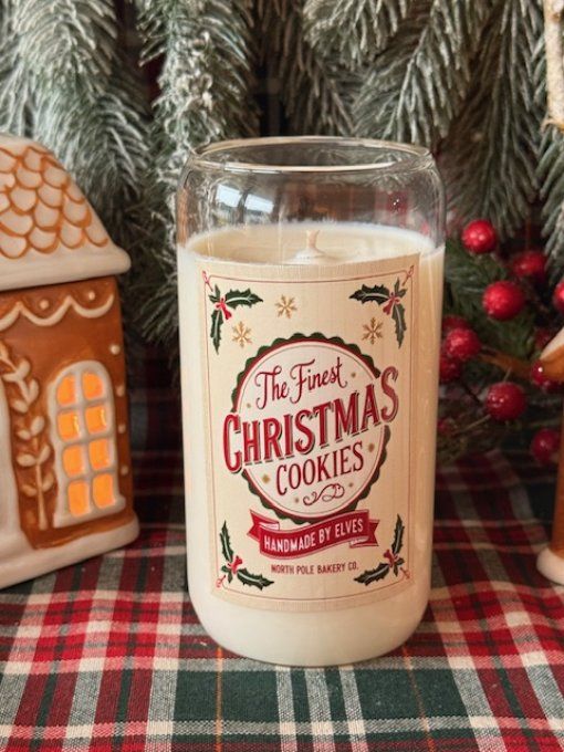 Grande bougie "The finest Christmas cookies" parfum cookies au chocolat