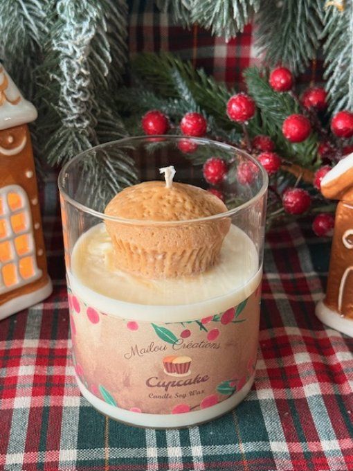 Grande bougie gourmande de noel parfum Cupcake