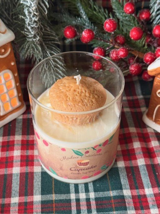 Grande bougie gourmande de noel parfum Cupcake