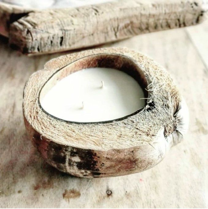 Bougie deux mèches coque de coco parfum au choix
