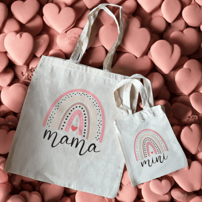 Pack Tote Bag Mama + Mini Arc en ciel