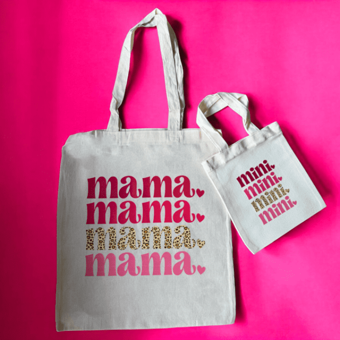Pack Tote Bag Mama + Mini Rose et Léopard