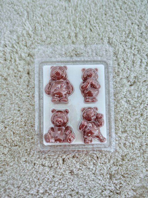 Plaquette de fondants parfumés 4 oursons mignons - 1 parfum au choix