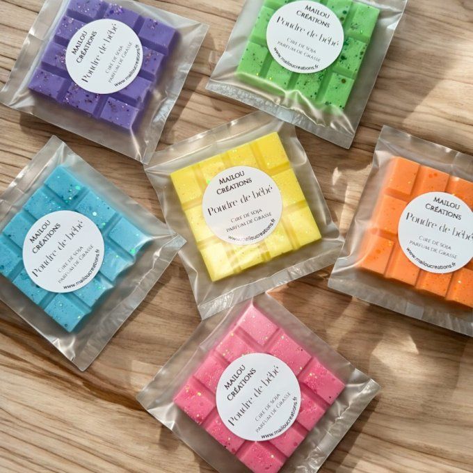 Plaquette pailletée de fondant parfumé couleur et parfum au choix