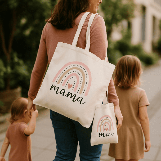 Pack Tote Bag Mama + Mini Arc en ciel