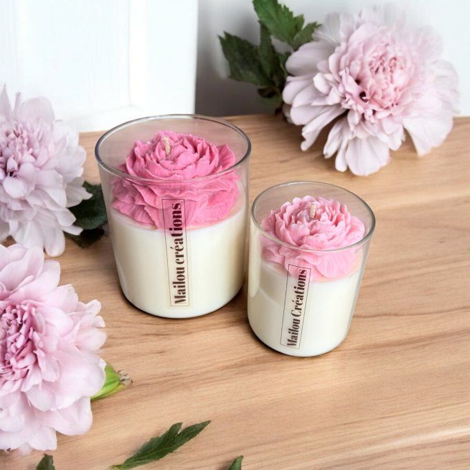 Bougie Pivoine parfum et couleur au choix