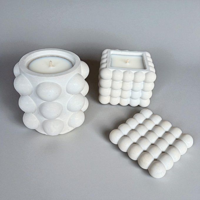 Petite bougie en béton effet Bubble modèle au choix