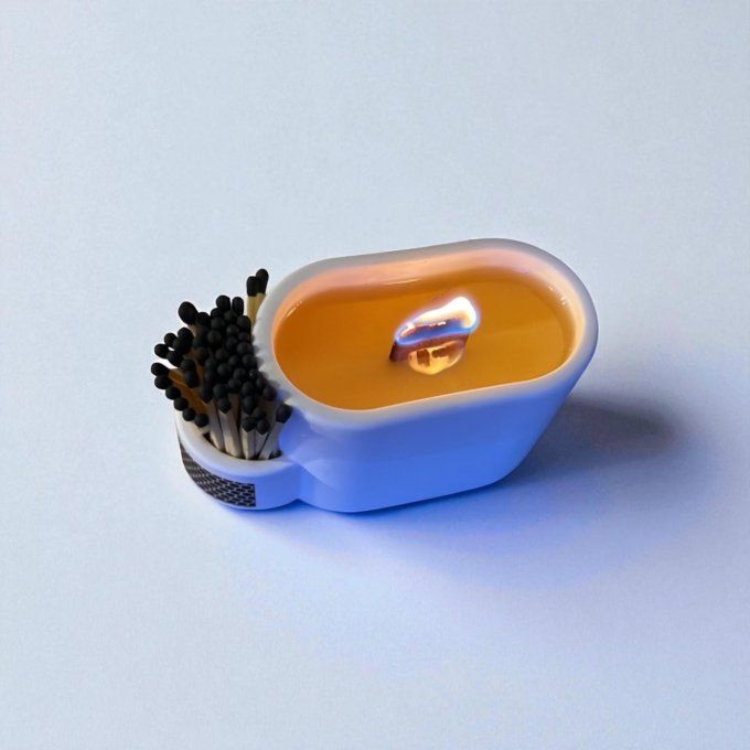 Petite Bougie en Jesmonite avec son porte allumettes parfum au choix  