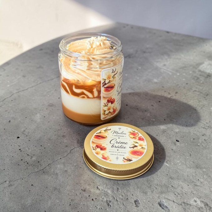 Bougie gourmande parfum Crème Brûlée
