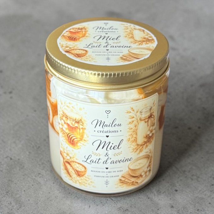 Bougie gourmande parfum Miel & Lait d'avoine