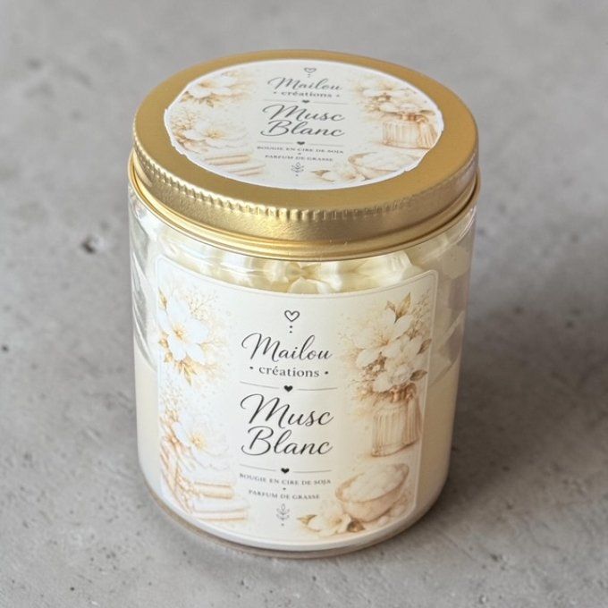 Bougie gourmande parfum Musc Blanc