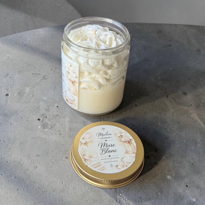 Bougie gourmande parfum Musc Blanc
