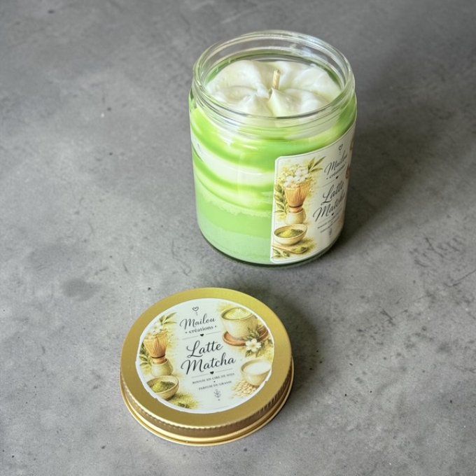 Bougie gourmande parfum Latte Matcha