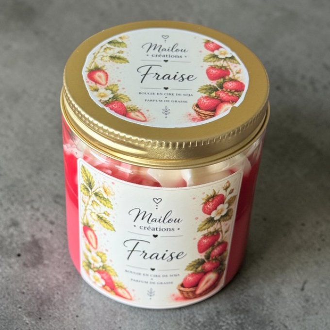 Bougie gourmande parfum Fraise
