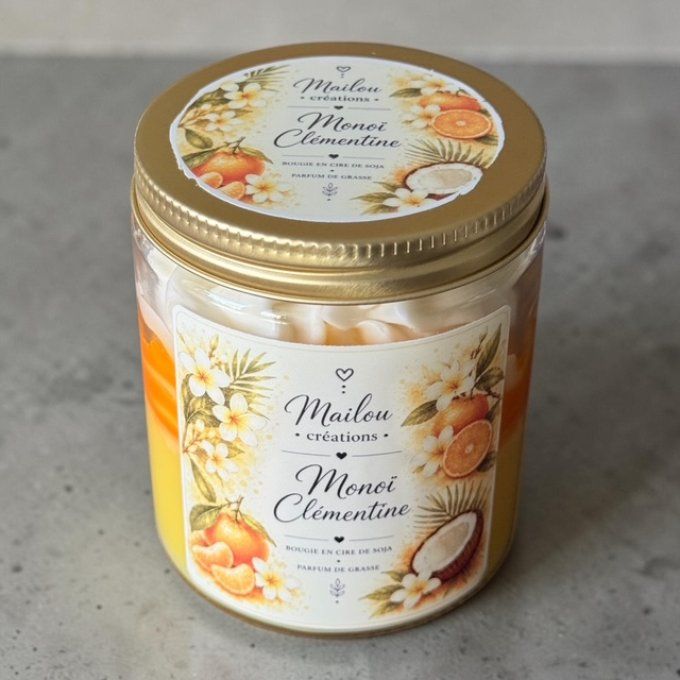 Bougie gourmande parfum Monoï Clémentine