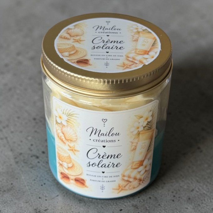 Bougie gourmande parfum Crème solaire