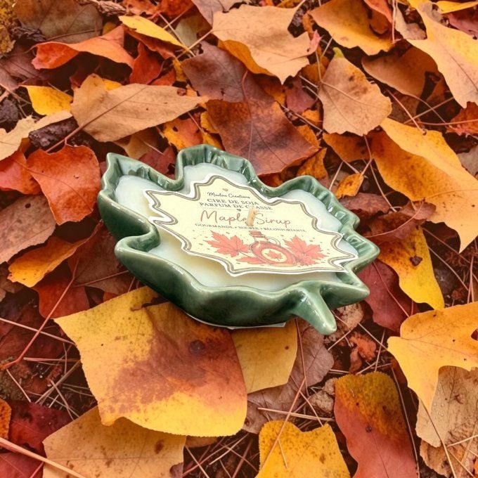 Petite bougie feuille d'érable parfum Sirop d'érable