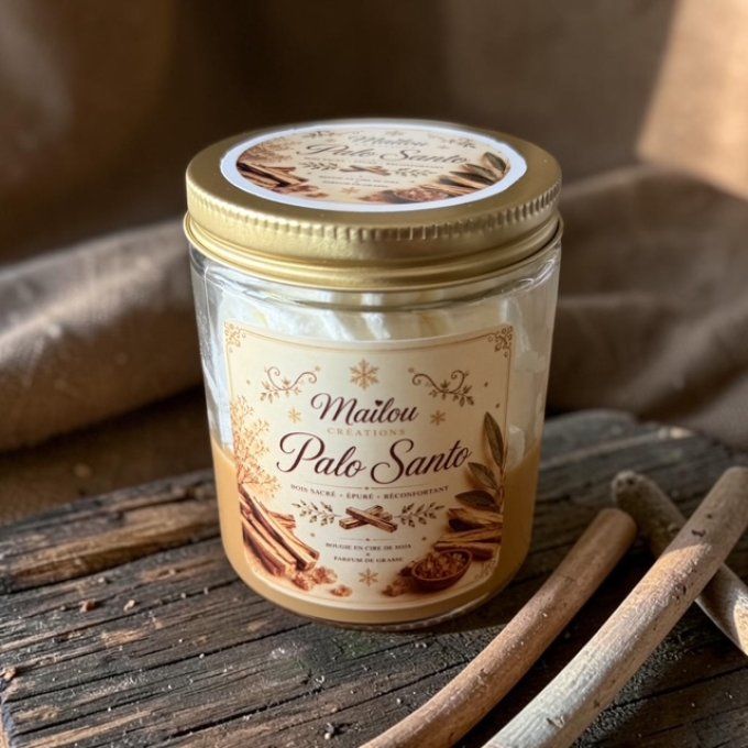 Bougie gourmande parfum Palo Santo