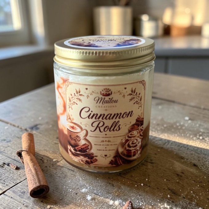 Bougie gourmande parfum Cinnamon Rolls
