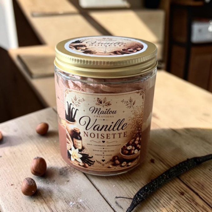 Bougie gourmande parfum Vanille Noisette
