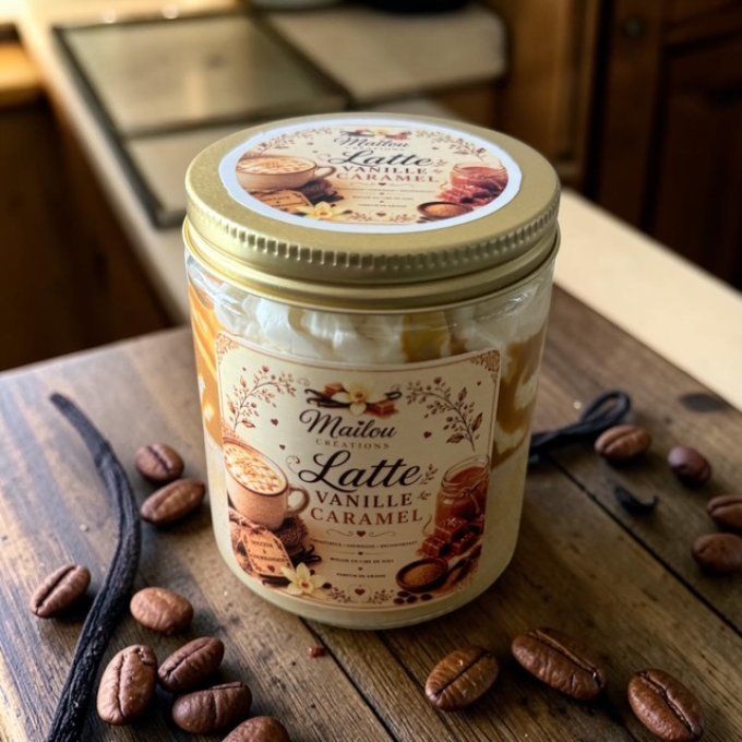 Bougie gourmande parfum Latte Vanille Caramel