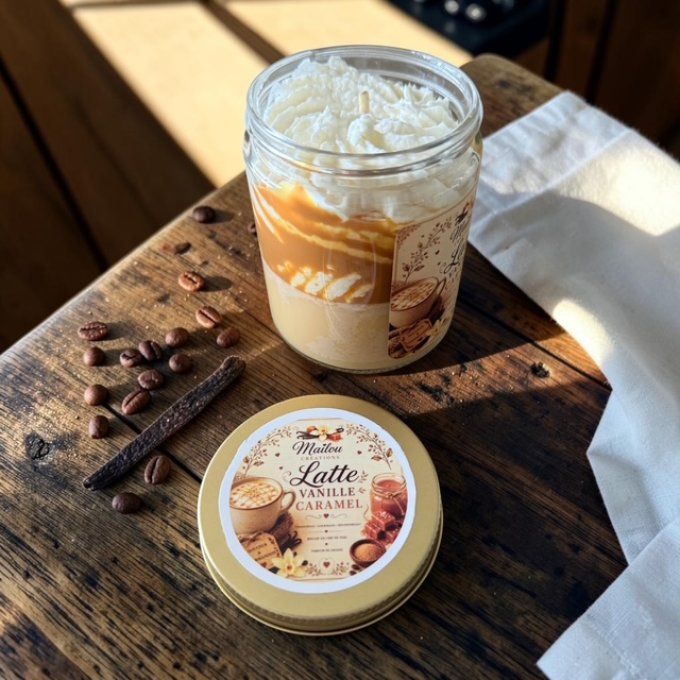Bougie gourmande parfum Latte Vanille Caramel