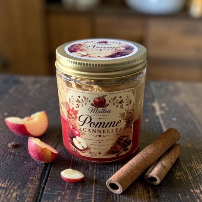 Bougie gourmande parfum Pomme Cannelle