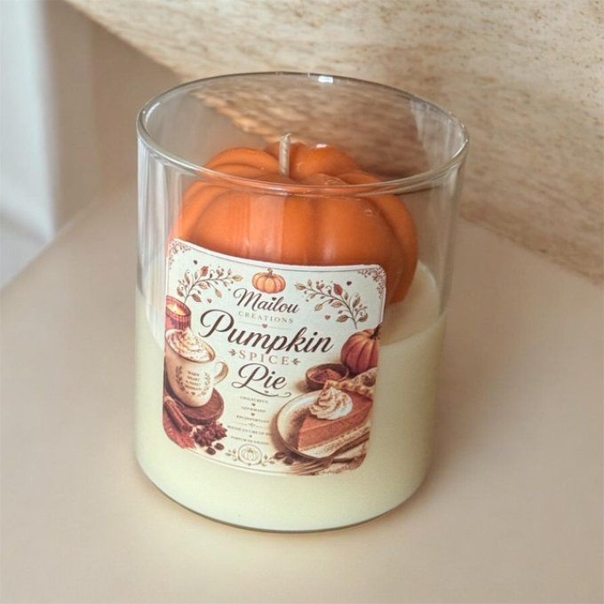 Grosse bougie citrouille parfum Tarte à la citrouille épicée