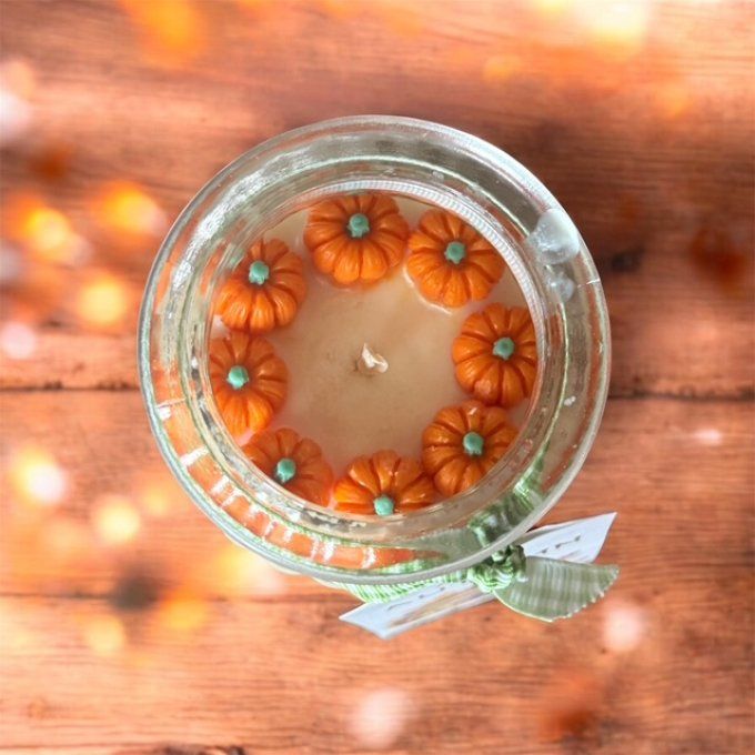 Bougie couvercle citrouille parfum Tarte à la citrouille épicée