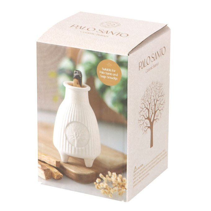 Brûleur à palo santo nervuré crème