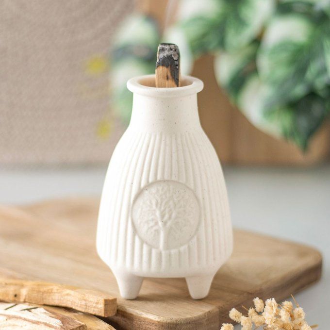 Brûleur à palo santo nervuré crème