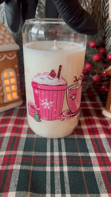 Grande bougie "Noel girly" parfum au choix 